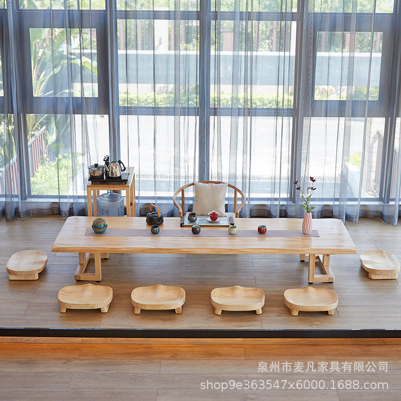 日式禅意榻榻米茶桌 简约民宿茶楼长条矮桌 茶几客厅实木泡茶桌椅