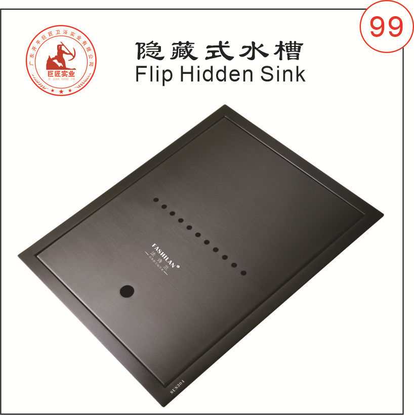 304不锈钢手工水槽隐形铰链盖板房车厨房吧台茶台洗杯器