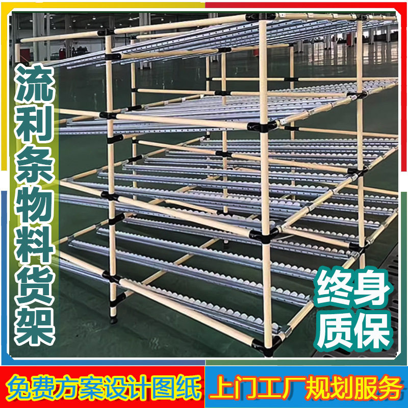 仓储货架精益管流利条物料架分拣输送滑轨移动周转筐置物架带轮子