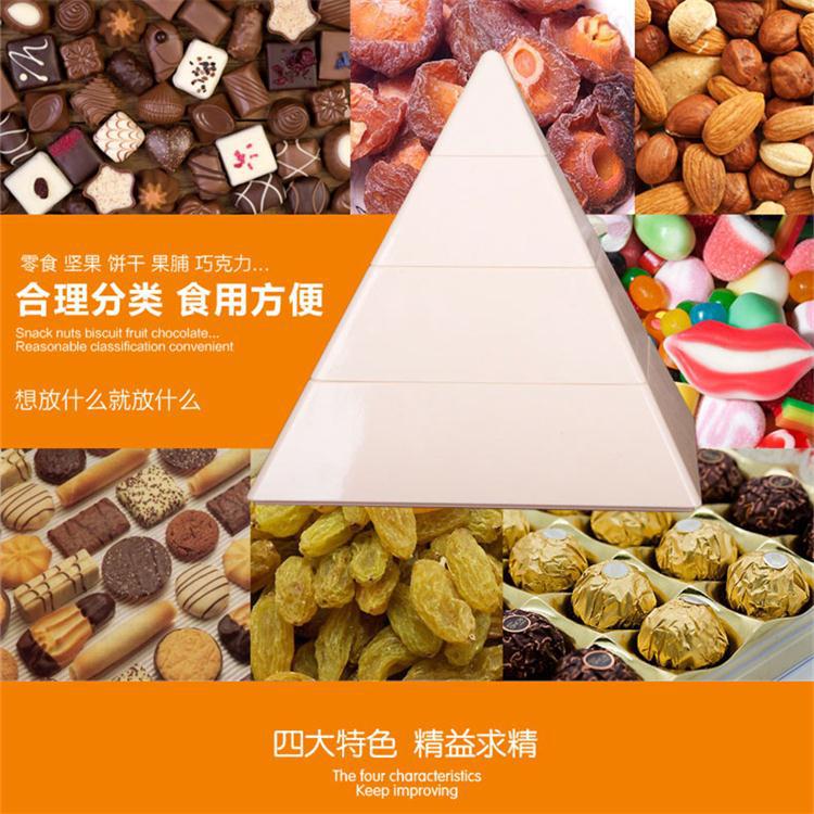 安雅金字塔糖果盘创意现代客厅多层果盒瓜子干果盒家用防尘牙签筒