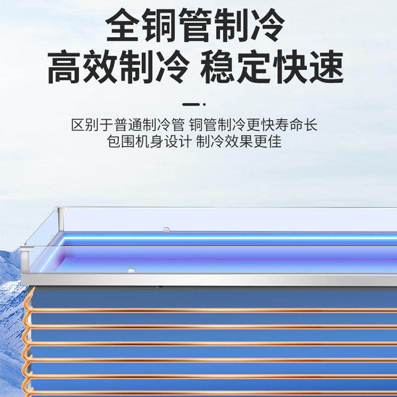 冰台海鲜展示柜不锈钢菜品冰柜冰鲜台商用点菜平面冷藏柜保鲜柜