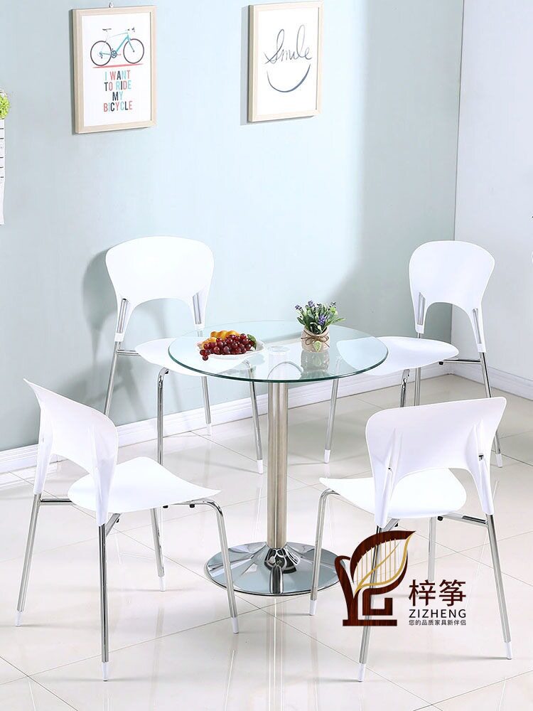 玻璃圆桌简约现代玻璃桌子圆钢化玻璃咖啡桌飘窗小桌子茶几洽谈桌