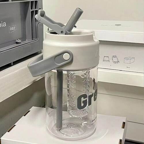 提手花茶杯大容量高颜值吸管水杯