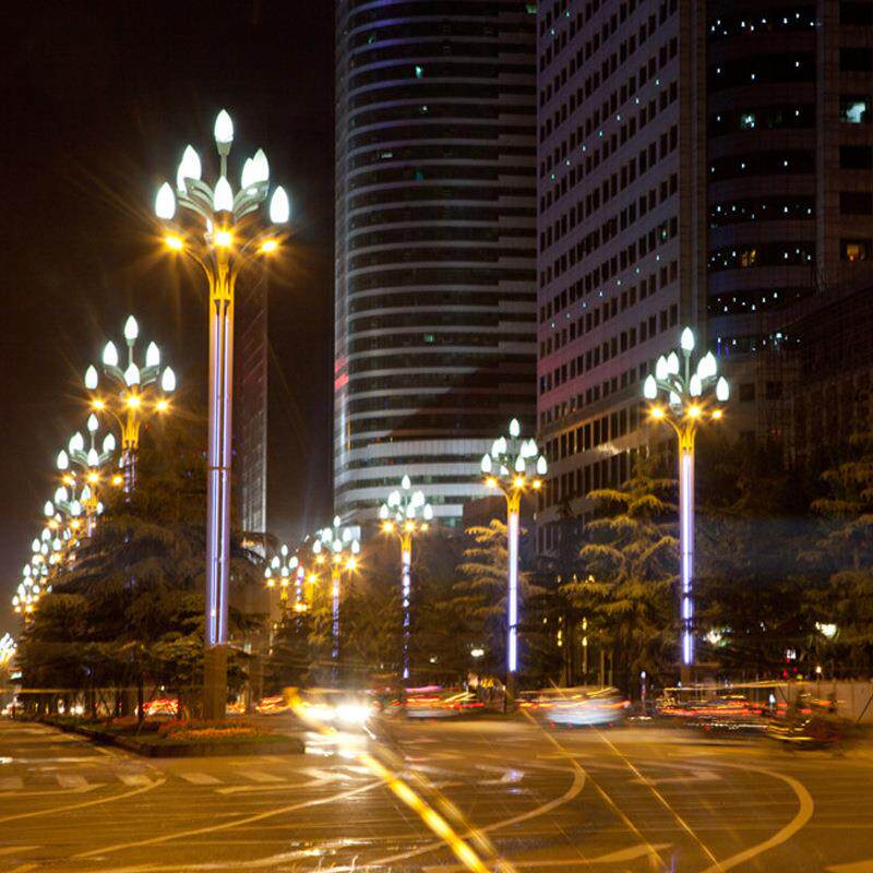 中华灯玉兰灯庭院灯路灯杆户外亚克力灯罩高杆灯led路灯灯头泛光