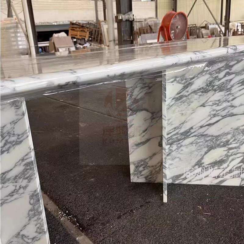 意大利欧式极简天然大理石餐桌 现代别墅样板房西餐厅椭圆形餐桌