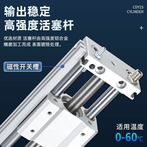 RMT无杆气缸磁偶式带双导轨16/20/25/32/40-100/200滑台