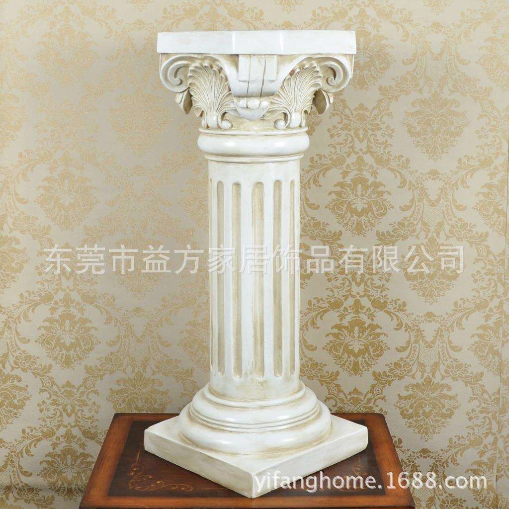 创意家居家饰欧式风格仿古米白色罗马柱摆件 树脂工艺品 家居饰品