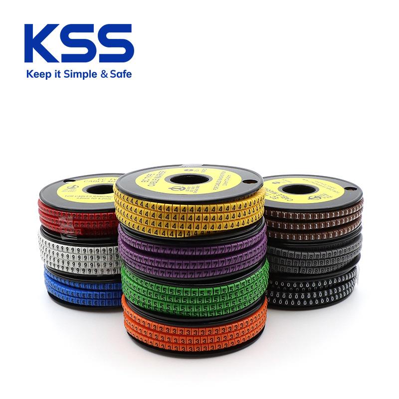 KSS彩色EC系列配线标志 线标 电线网线编号号码管 数字0-9全套KSS