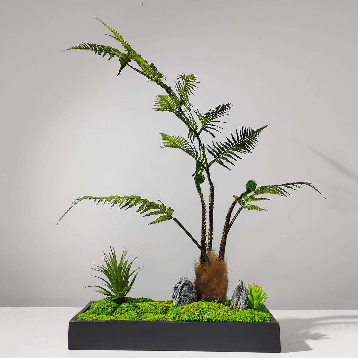 现代新中式禅意仿真花艺摆件客厅绿植洽谈茶桌样板间高端假花摆设