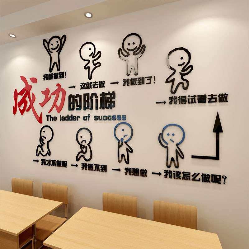 公司企业校园文化墙装饰3d亚克力字画办公室团队学校班级励志墙贴
