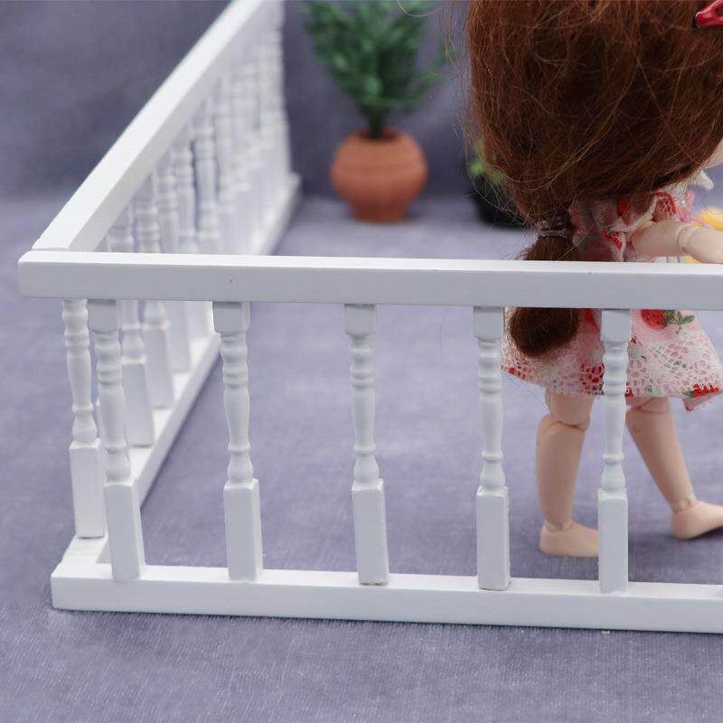 1:12娃娃屋dollhouse迷你家具配件装修素材木制白色12柱栏杆