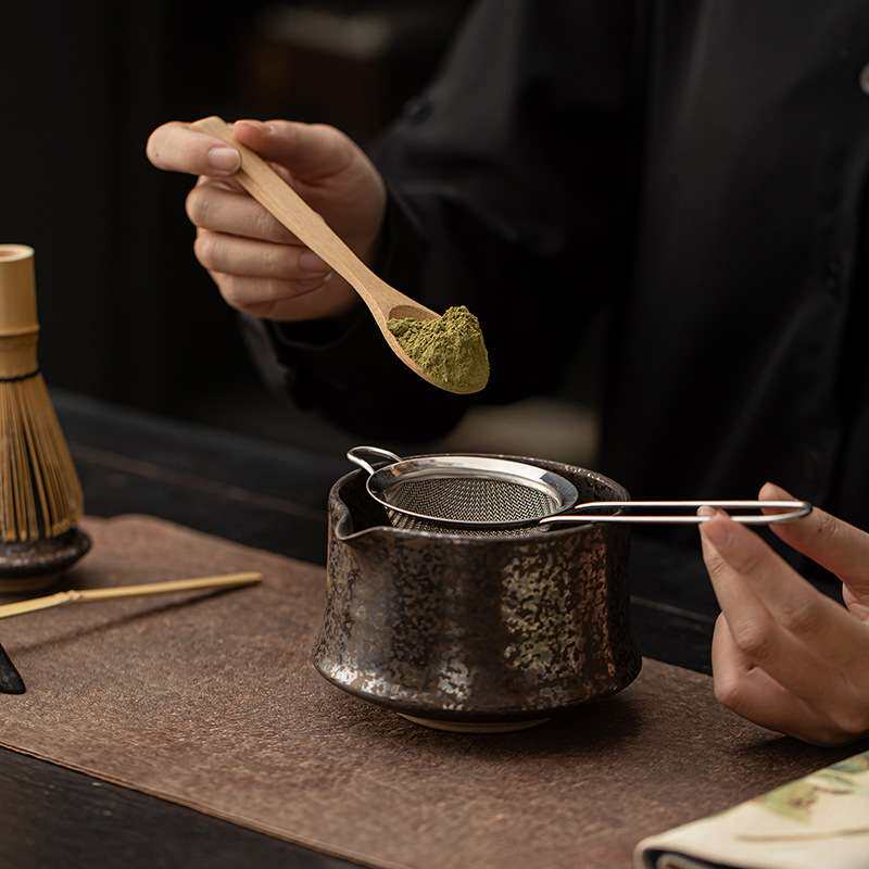 古陶竹韵抹茶八件套宋代点茶器整套打茶工具茶筅立抹茶碗粉筛过滤