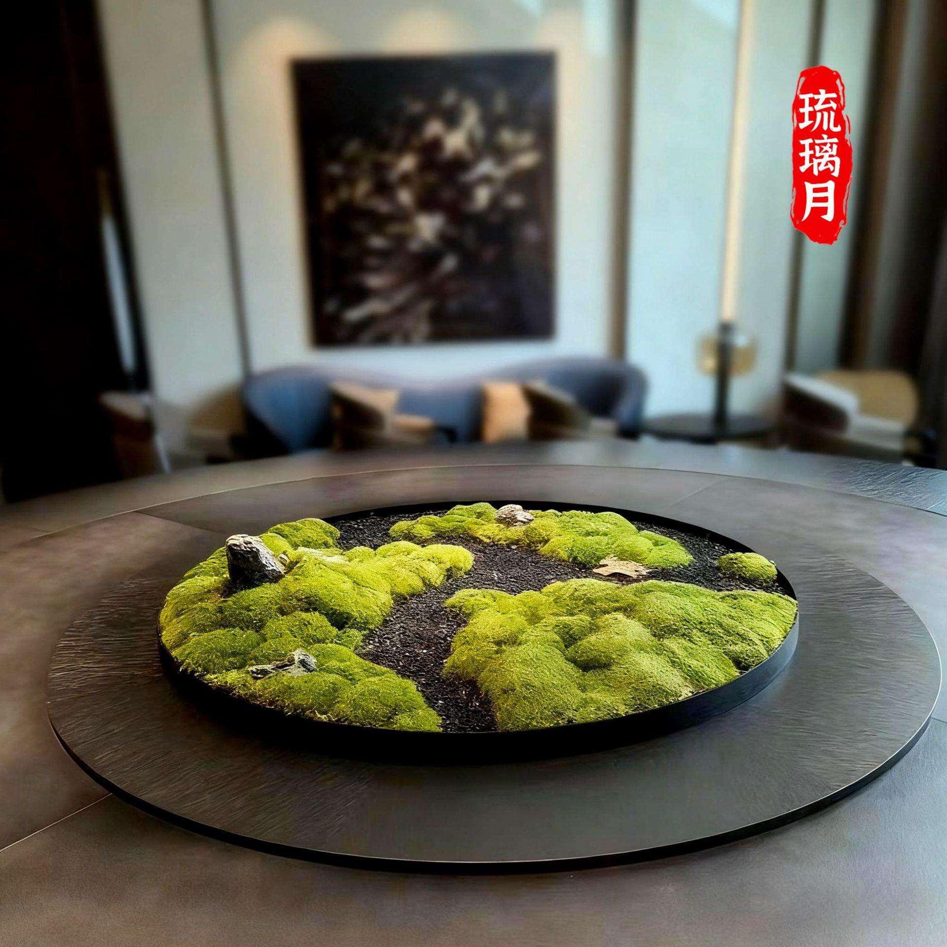 酒店餐桌转盘中间摆件艺术摆花饭厅大圆桌装饰品中心景观摆设