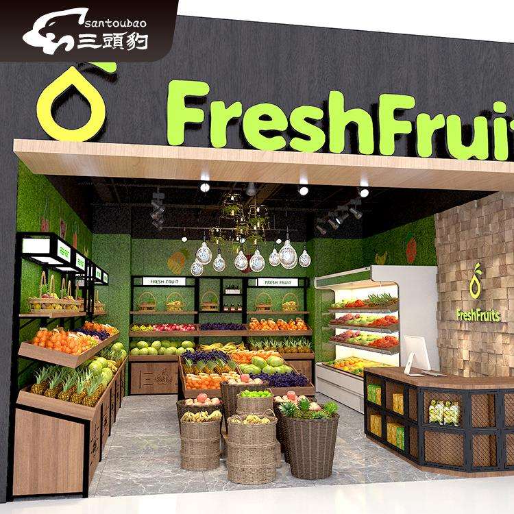 果蔬钢木展示架三层水果货架水果店靠墙多层斜放陈列架厂家直销