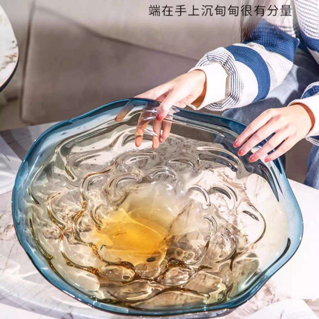 琉璃艺术样板间大果盘高档客厅茶几收纳果盘装饰摆件桌面设计装饰