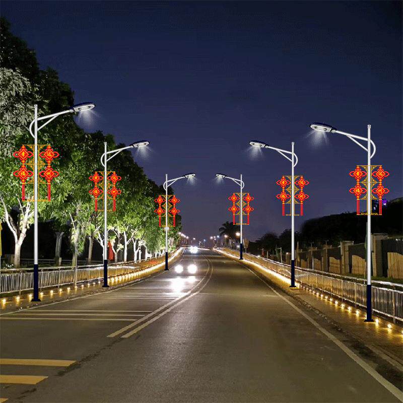 LED福字结二连串发光中国结道路乡村市镇工程亮化路灯高杆灯户外