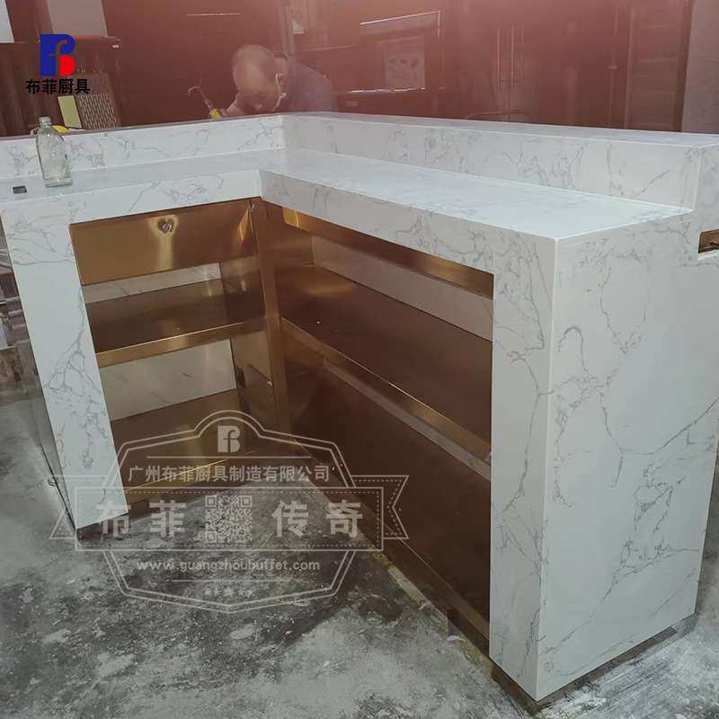 酒店大理石台面圆弧形吧台 餐台效果图 天然大理石收银台吧台设计