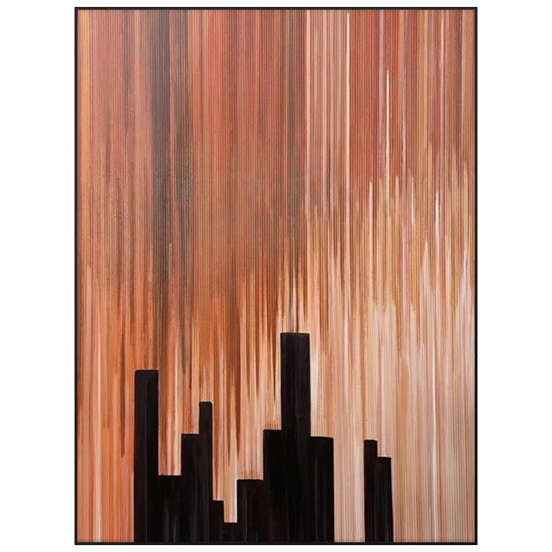 手绘油画《染黛如诗》客厅抽象装饰画玄关挂画现代简约轻奢手工画