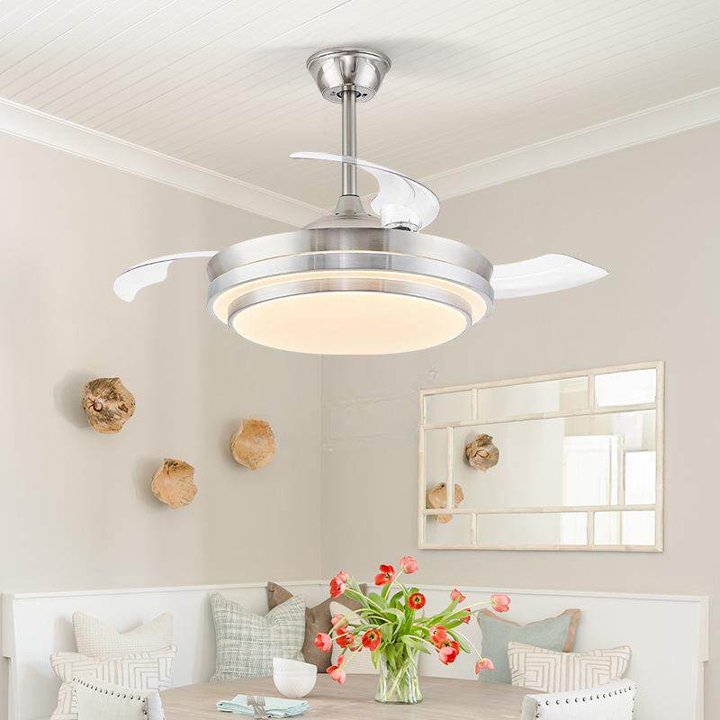 静音隐形风扇灯 客厅现代简约卧室餐厅带LED电风扇吊灯家用吊扇灯