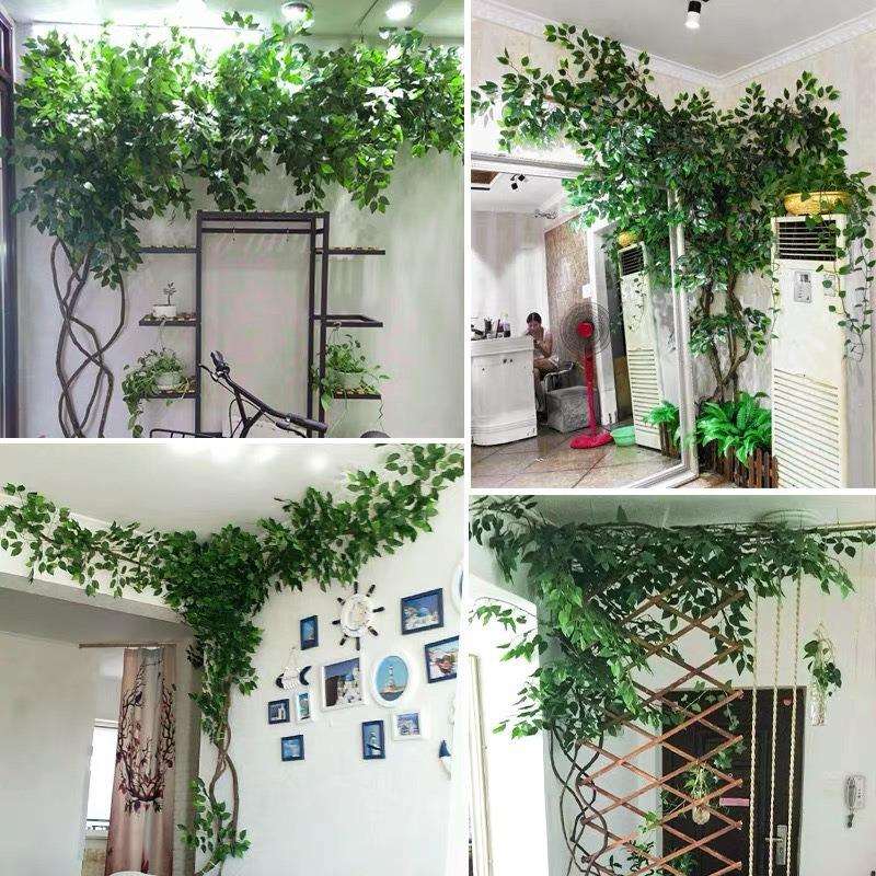 树叶树枝树藤假花藤蔓藤条客厅管道阳台绿植墙面植物遮丑装饰