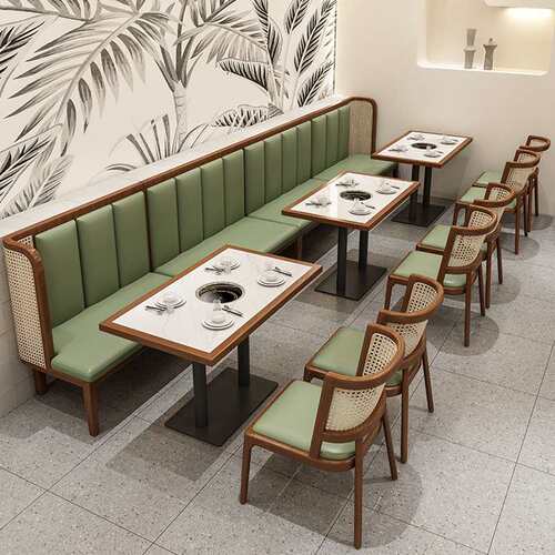 东南亚餐厅餐椅卡座沙发火锅店茶楼实木桌椅组合西餐厅餐桌商用