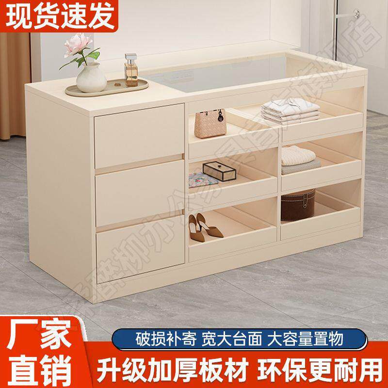 服装店收银台中岛柜台流水展示台摆件女装饰品陈列柜吧台陈列玻璃