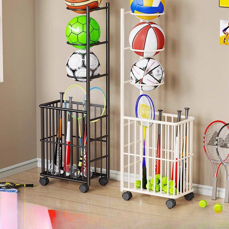 篮球收纳架家用带轮可移动足球排球置物架放瑜伽垫运动用具收纳筐