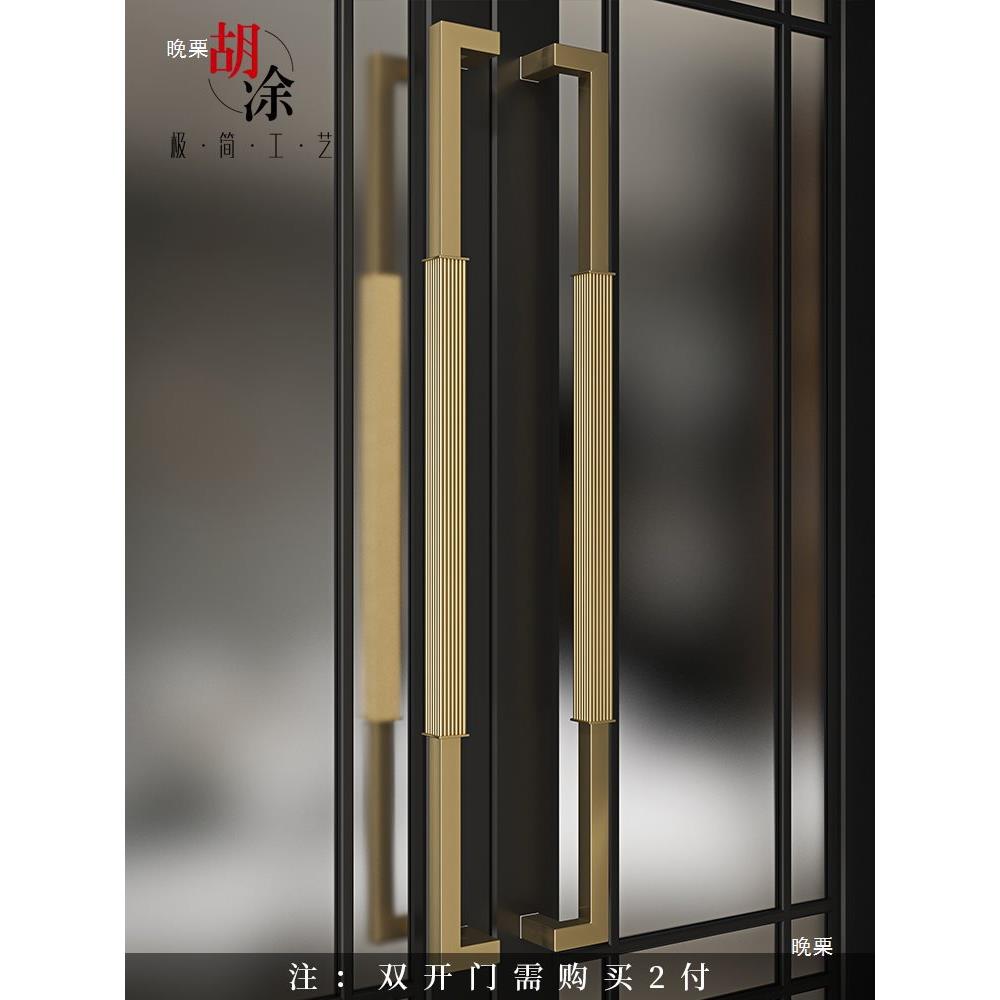 现代简约大门拉手铝合金方管纹理清晰握感明装玻璃门把手