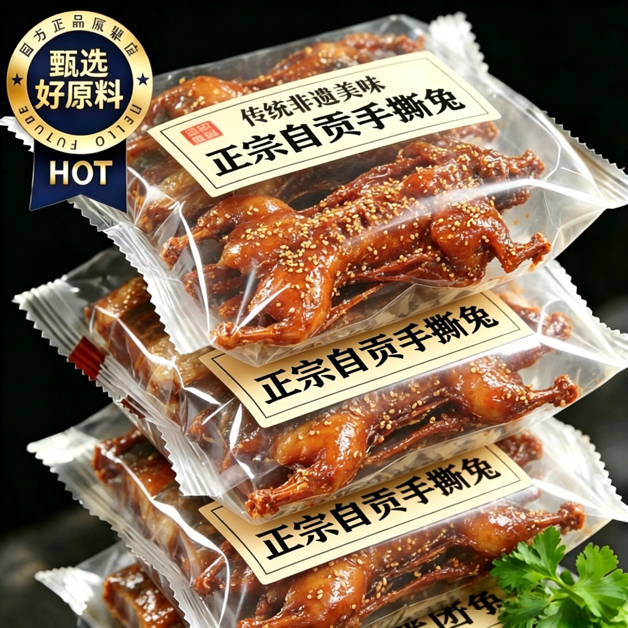 【老字号】正宗麻辣手撕兔自贡特产香辣烤兔肉兔腿兔头冷吃兔下酒