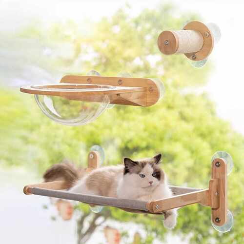 猫吊床吸盘猫爬架阳台悬挂式猫架子猫窝太空舱攀爬绳窗台折叠猫床