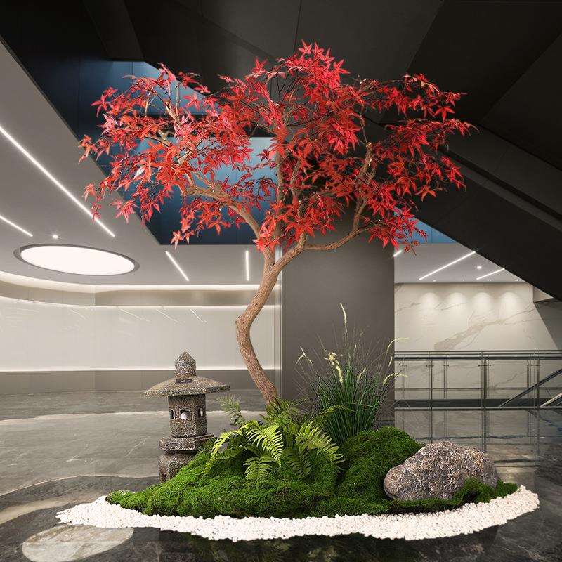 仿真绿植假红枫树盆栽植物造景枫叶装饰花客厅室内摆件大型假花卉