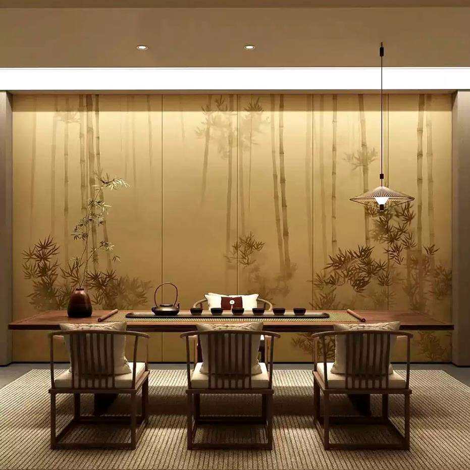 北美黑胡桃木茶桌椅组合办公室实木禅意白蜡木新中式名宿茶室桌椅