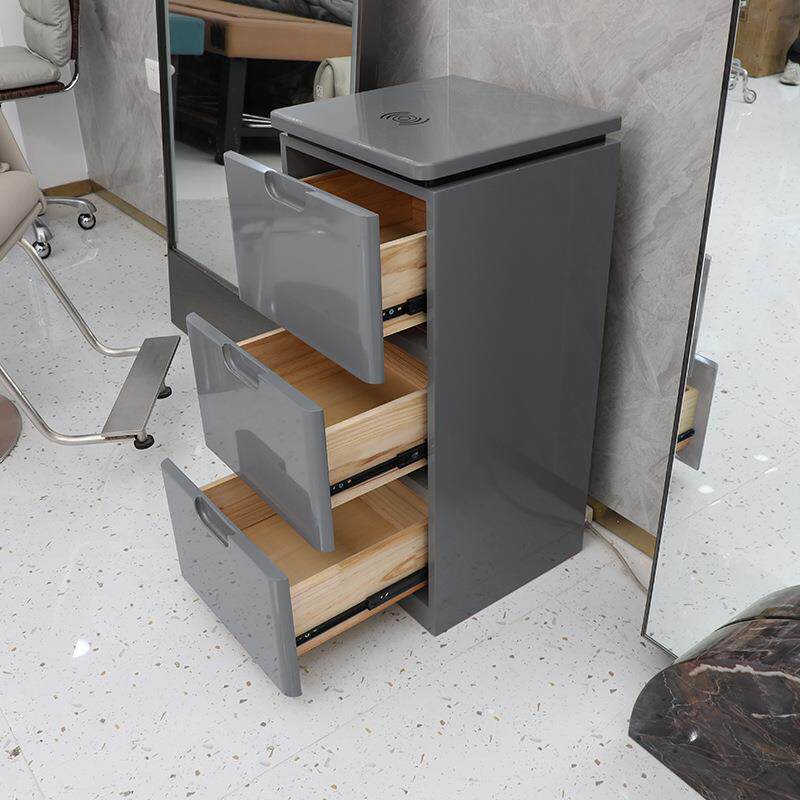 新款日式美发店工具柜发廊工具车理发店烫染专用推车实木镜台柜子