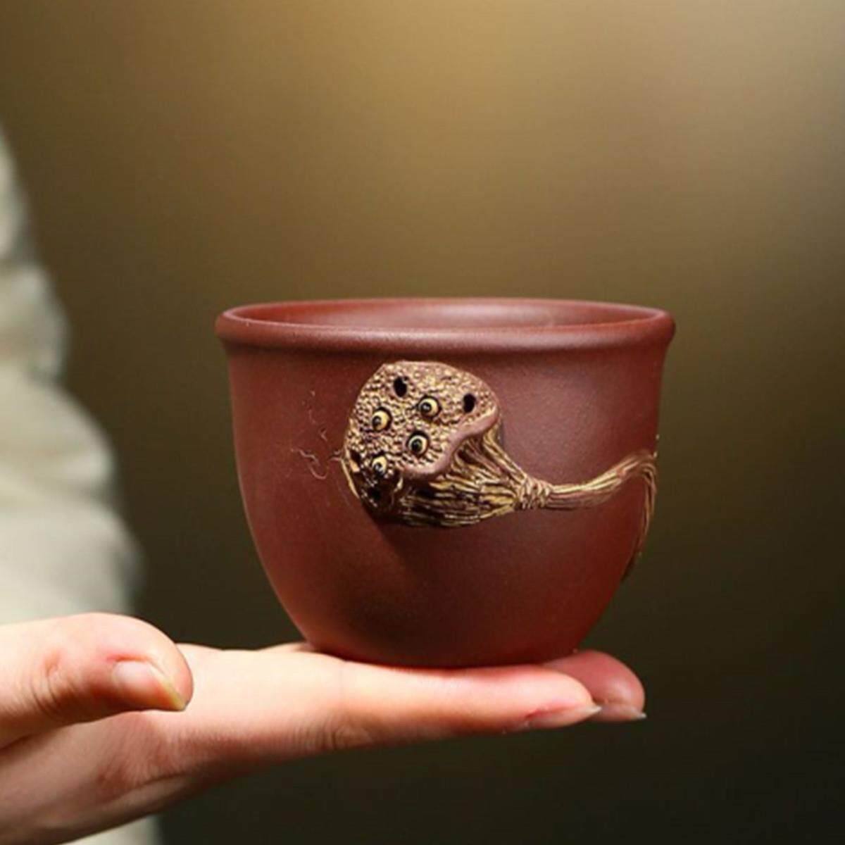 莲蓬宜兴紫砂杯品茗杯纯全手工主人杯子茶碗茶具泡茶杯茶具老紫泥