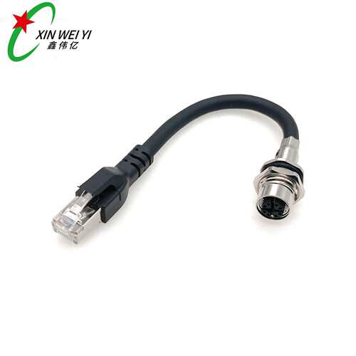 m12连接器8P法兰母头 X编码转RJ45千兆网线CAT6超六类网线拖链线