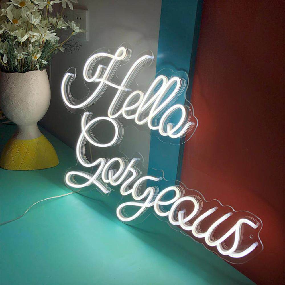 字母霓虹灯Hellogorgeous发光字招牌装饰灯外贸跨境led灯