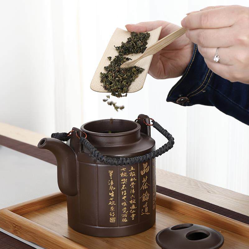 宜兴紫砂茶具大容量提梁壶品茶论道1壶4杯带盘简约泡茶器家用旅馆
