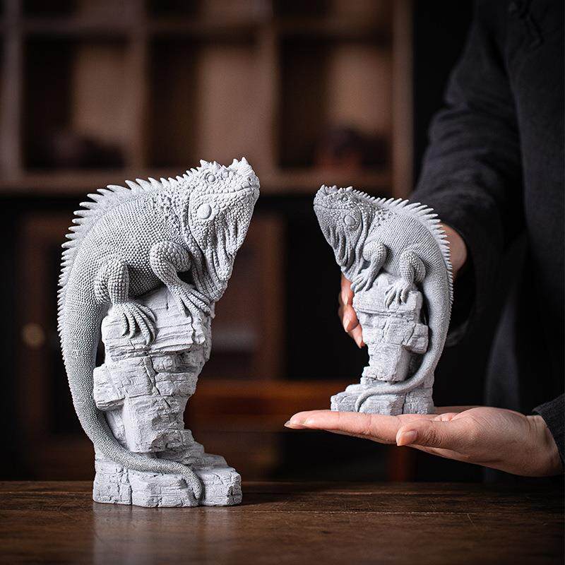 创意远古变色龙蜥蜴茶宠摆件园艺盆栽假山微景观桌面装饰鱼缸造景