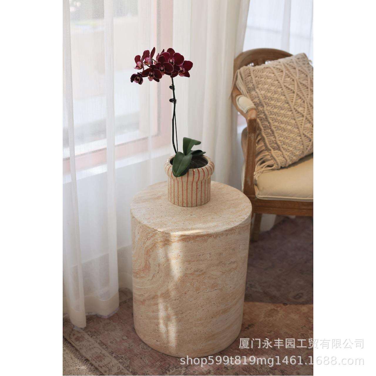 嘻物所沙发圆柱边桌边几民宿客厅仿大理石茶几设计艺术经典百搭