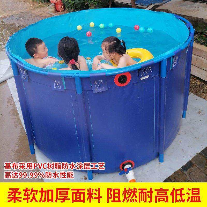 圆形帆布鱼池加厚折叠蓄养殖锦鲤水池带支架家用大型养鱼池防水布