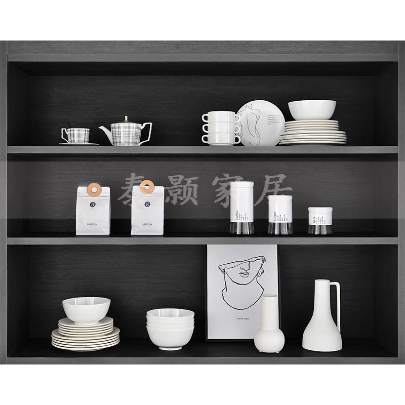 简约现代展厅样板间厨房橱柜碗碟套装咖啡杯碟储物罐软装饰品摆件