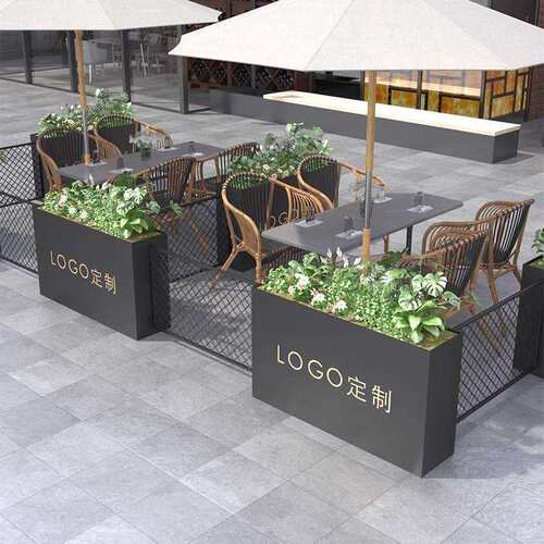 不锈钢花箱隔断围栏铁艺花槽花钵网格长方形户外种植树池花坛组合