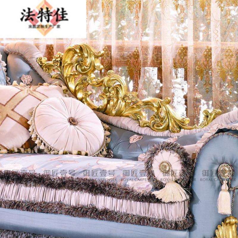 欧式贵妃椅客厅实木雕花单人沙发贵妃榻躺椅法式别墅家具