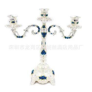 创意欧式锌合金烛台婚庆家居酒店浪漫摆台金属5头三头烛台