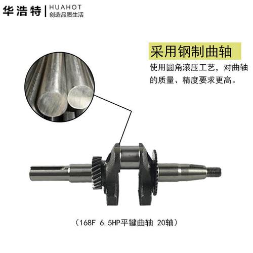 汽油发电机配件168F173f188F190F 5.5HP/6.5HP平键曲轴19轴25.4轴