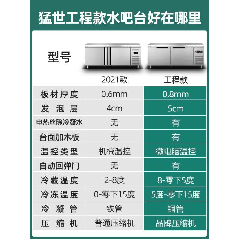 猛世奶茶店商用冰箱水吧台设备小水槽冷藏冷冻台带置物架