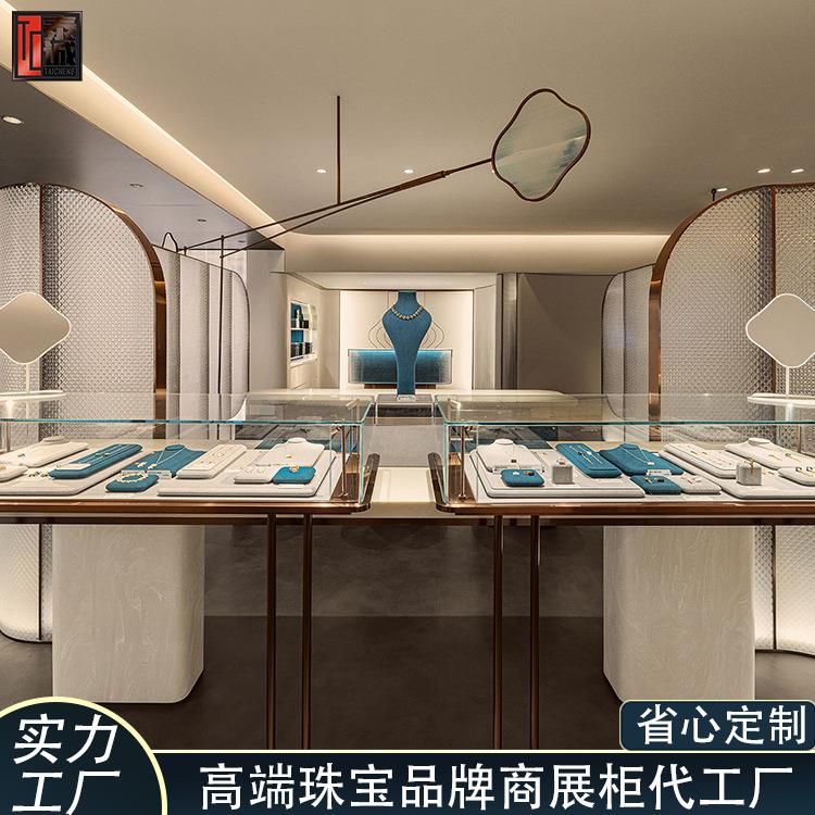 厂家设计高档珠宝展示架不锈钢射灯工艺品产品架圆形饰品珠宝盒柜