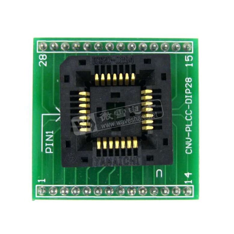 PLCC28转DIP28编程座IC测试座 IC120-0284-008带板引脚间距1.27mm