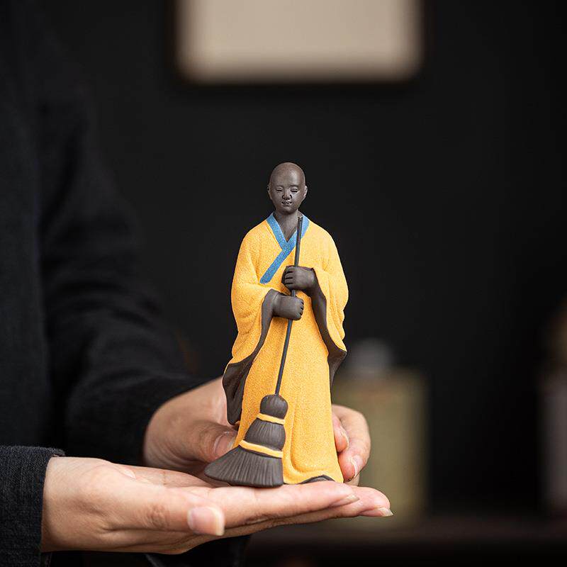创意陶瓷人物扫地僧禅意小和尚摆件家居客厅博古架茶室盆景装饰品