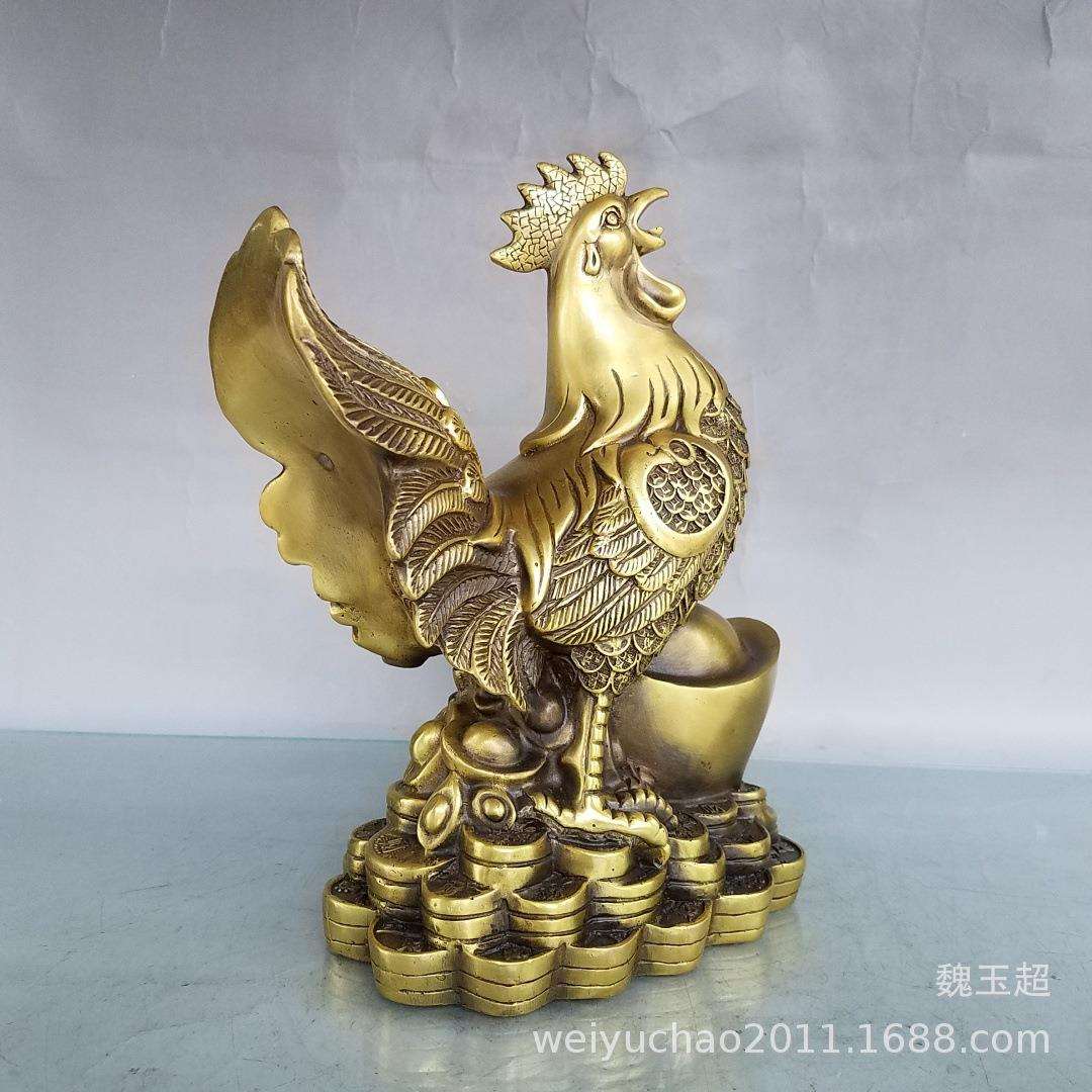 纯铜鸡摆件铜公鸡金钱鸡元宝鸡客厅办公室家居装饰品工艺品铜摆设